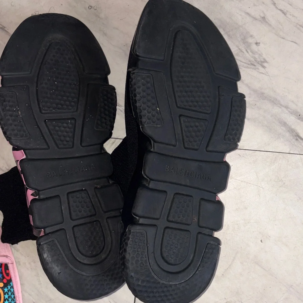 Balenciaga Black Sock-Style Sneakers with Pink Logo Detail - Picture 5 of 7